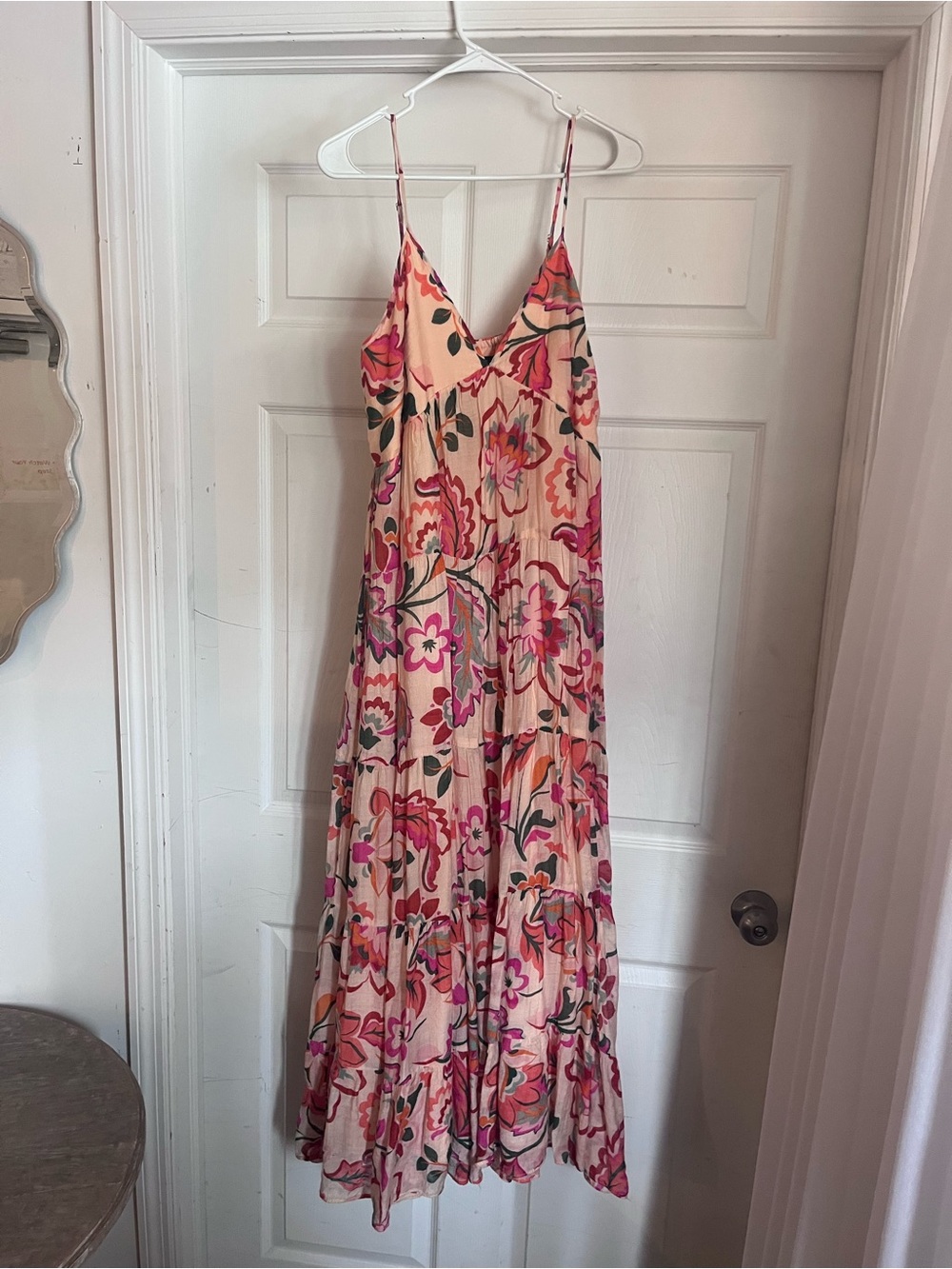 1. State Pink Floral Slip Maxi Dress with Cream Base